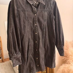 GANNI Denim Button-Up Shirtdress